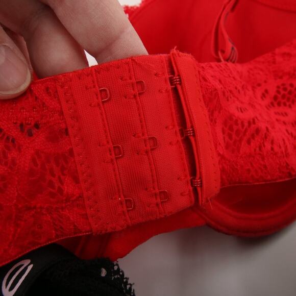 Bebe Bra Black Red Lace Pack of 2 Underwire Gentle Lift Pushup Bra Size 34DD New - Picture 4 of 12